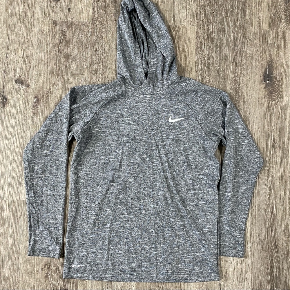 NIKE SWIM long sleeve hoodie grey dri-fit men’s size small